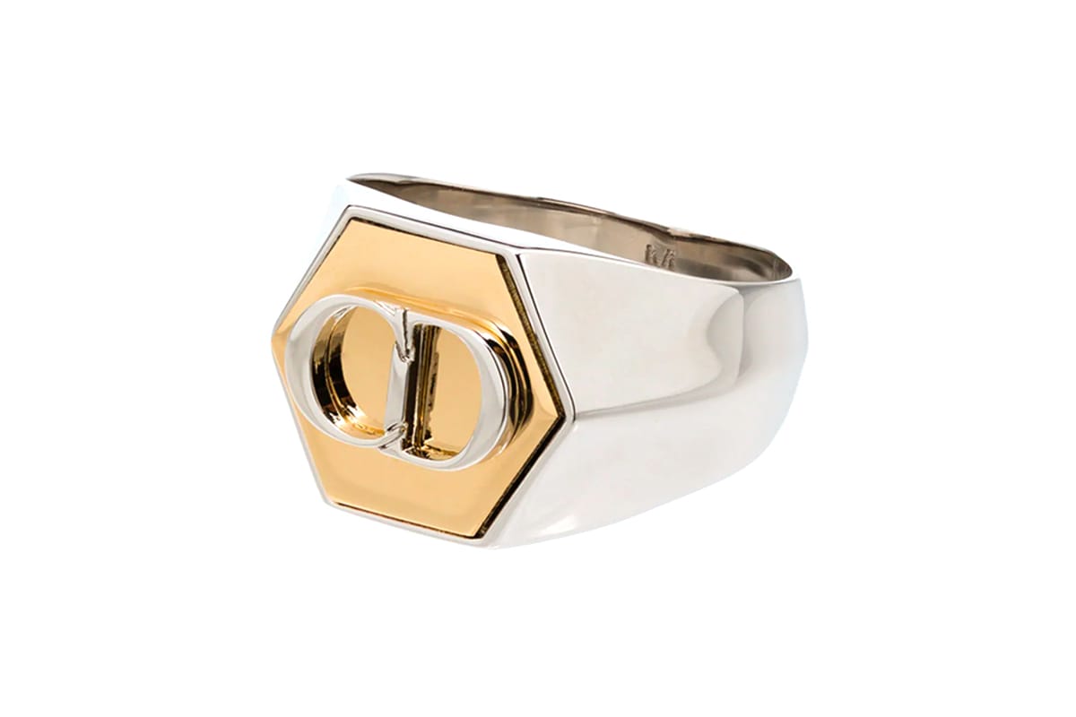 Dior Oblique Signet Ring  SilverFinish Brass with Gray Crystals  Dior  Couture UAE
